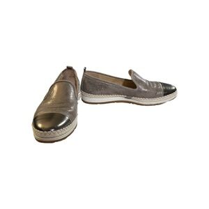 Paul Green Joaquin Metallic Leather Loafer/ Cap Toe Espadrille Round Size, 9